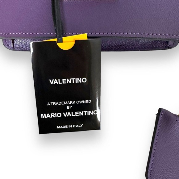 NWT Valentino Crossbody Bag Poppy Bonbonniere Micro Grained Purple Leather Purse - Picture 8 of 16